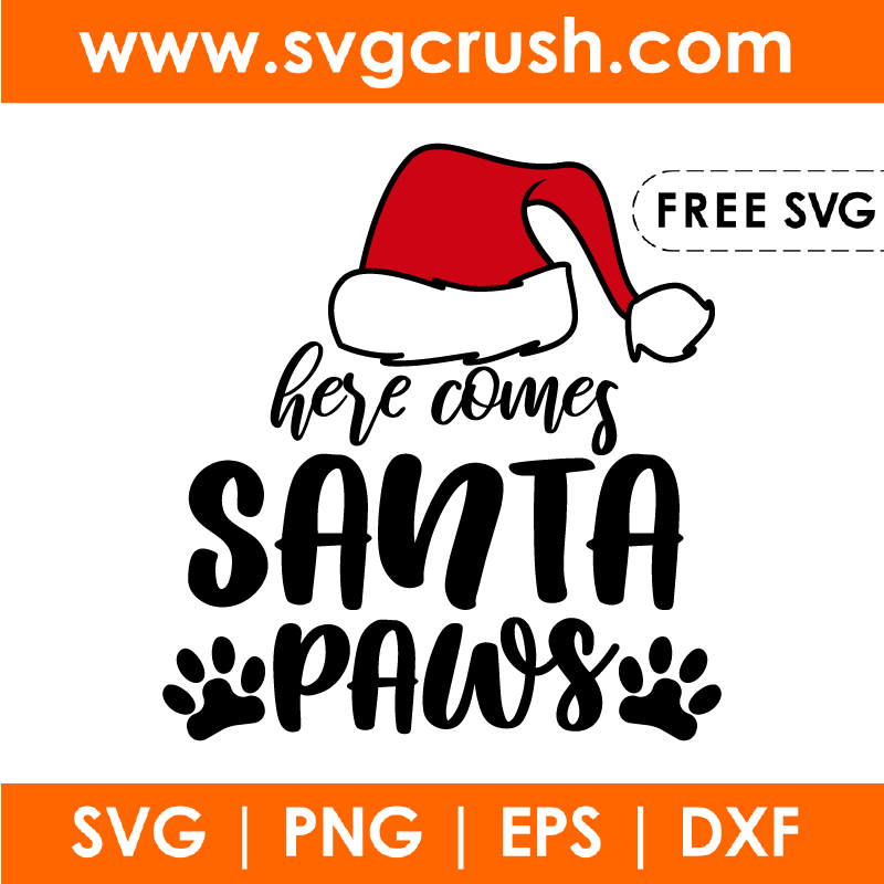 free here-comes-santa-paws-002 svg